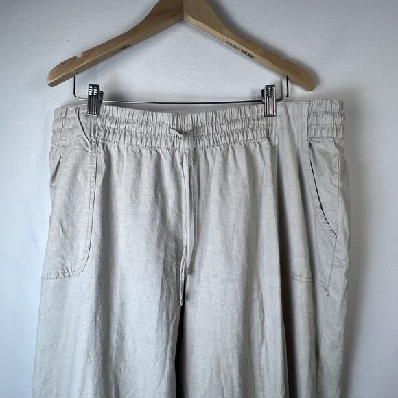 Lane Bryant Wide Leg Linen Blend Pants 18 khaki tan elastic pants $69.95 NWT - Picture 3 of 12